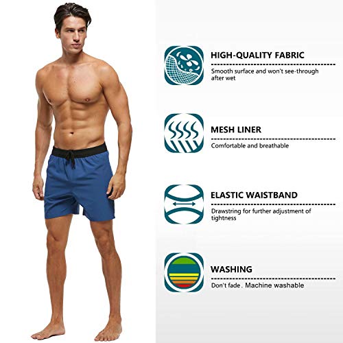 Image of Tyhengta Men's Swim Trunks Quick Dry Beach Shorts with Zipper Pockets and Mesh Lining