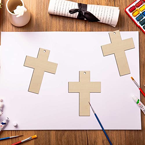 Cross Wooden Hanging Ornaments Cross Shaped Wood Diy Craft Cutout Wooden Slices Embellishments With Hole Hemp Ropes Gift Tag For Birthday Easter Halloween Christmas Decoration (2.8X3.9 In, 20-Pack) #TOP4