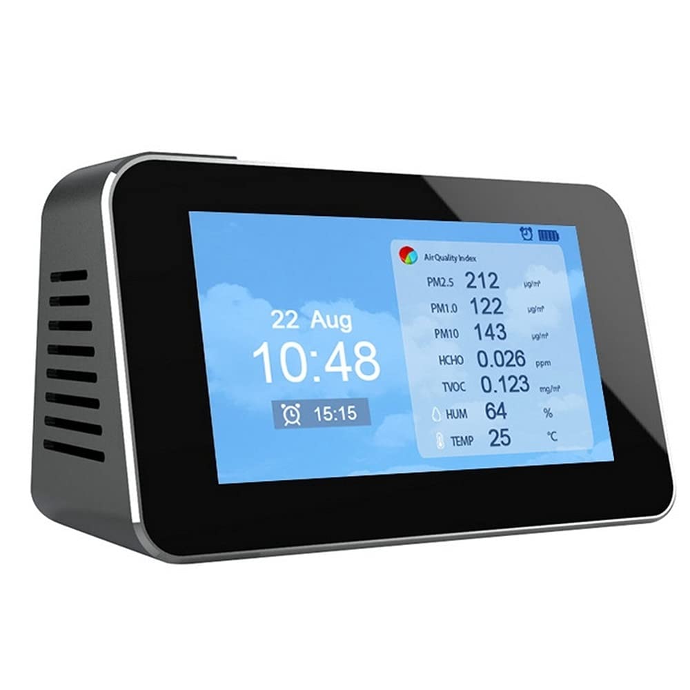 CO2 Air Quality Tester Monitor, Accurate Testing Formaldehyde HCHO TVOC PM2.5 Humidity Temperature, Real Time Recording