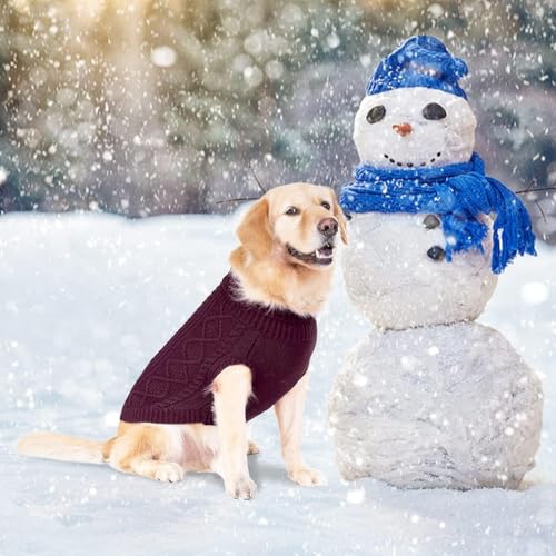 Image of BINGPET Dog Sweater for Medium Large Dogs, Turtleneck Knitted Clothes