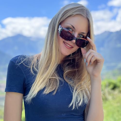 IGnaef Polarized Sunglasses for Women, Ladies Trendy Butterfly Decoration Driving Shades UV Protection IF23012