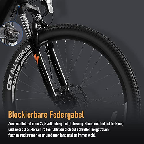 Fafrees KRE27.5 Elektrisches Assistenzfahrrad 250W Motor 36V 10Ah Austauschbarer Akku Elektrisch Unterstütztes Mountainbike Maximale Reichweite im Unterstützungsmodus 80-101KM – Bild 4