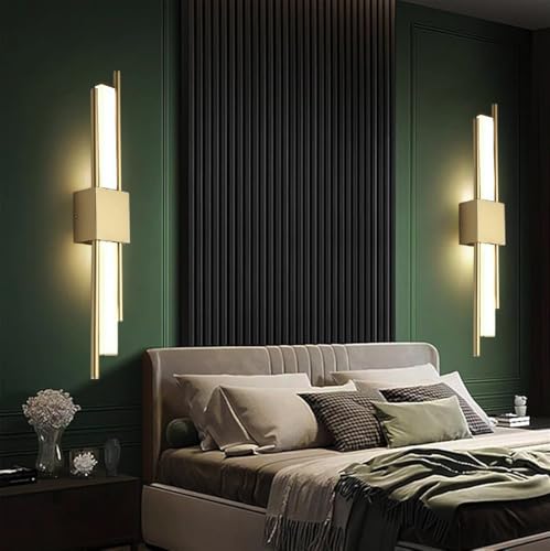 Image of Groeien 18w Modern LED Long Wall Sconce Square Shape Gold Auric Beam Acylic Wall Light for Bedroom Living Room Corridor Lighting Fixtures Wall Mount (Auric Beam-Square, 1)