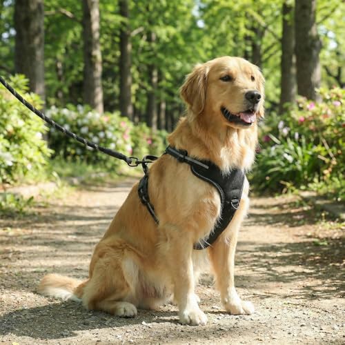 Image of Amazon Basics No-Pull Dog Harness, Soft Padded Adjustable Vest with Reflective Stripes, Sturdy, X-Large, Black