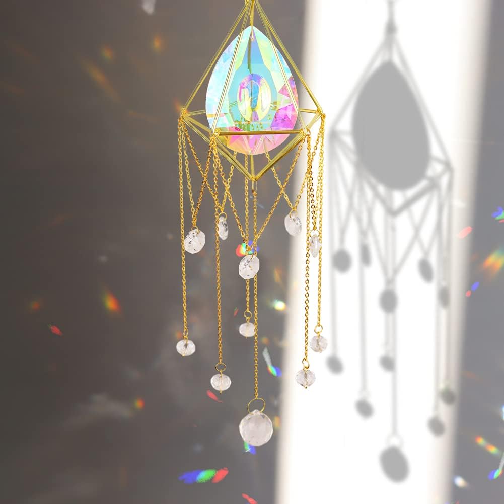 Piklodo Suncatcher Crystals, Crystal Wind Chime Window Hanging Sun Catchers Light Pendant for Garden Wedding Plants Cars Home Decor (C) : Patio, Lawn & Garden