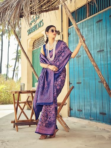 Image of SWORNOF Women's kanjivaram banarasi silk saree for festival Wedding silk with rich pallu Design sarees for women with Unstitched blouse piece