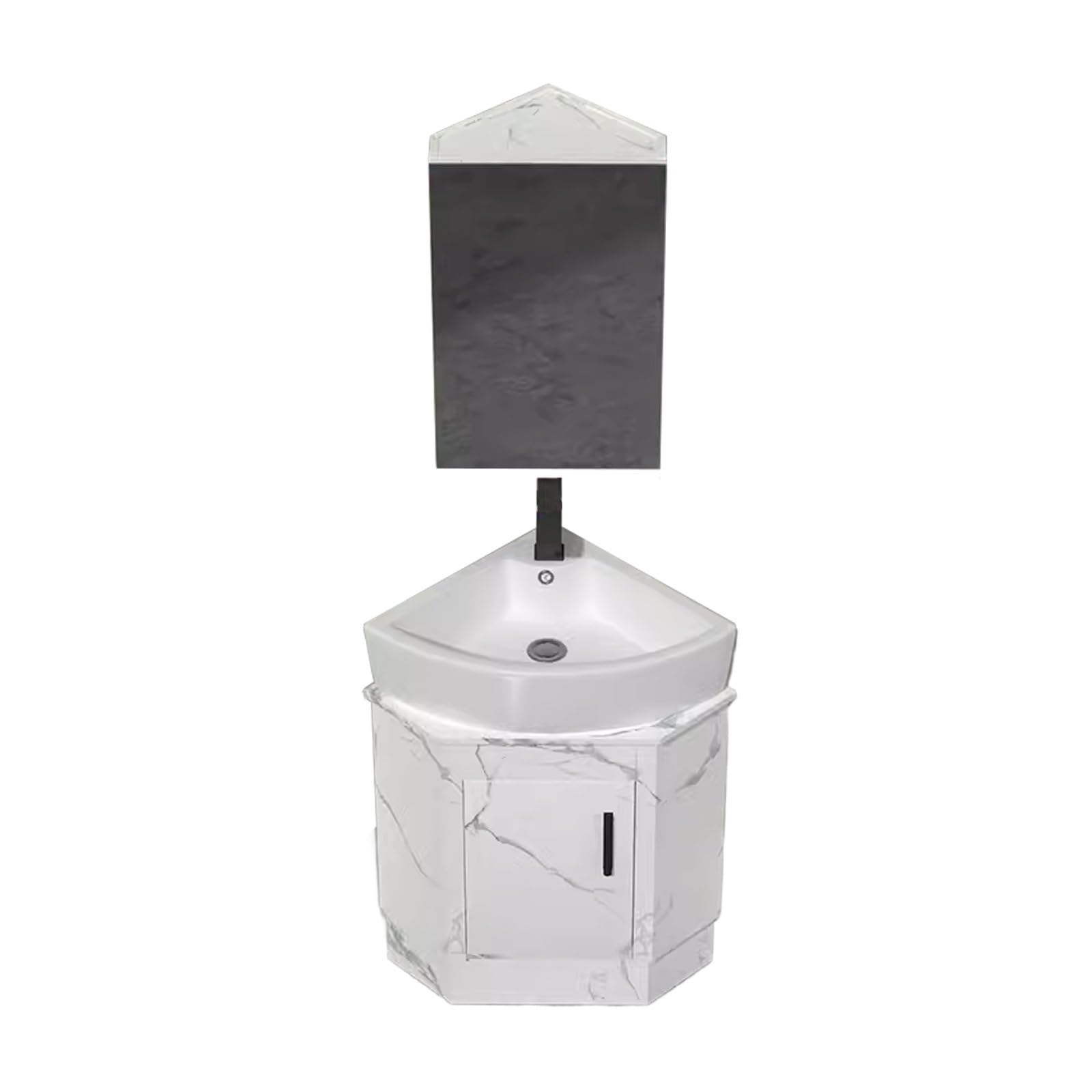 DFGHNBVC Corner Bathroom Cabinet With Sink And Mirror, Space-Saving Storage Solution For Small Bathrooms,48Cm