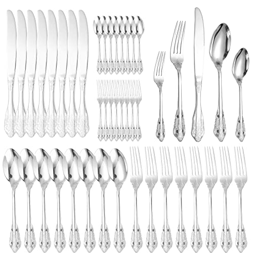 A · HOUSEWARE Antique Silverware Set for 8 Silvery Royal