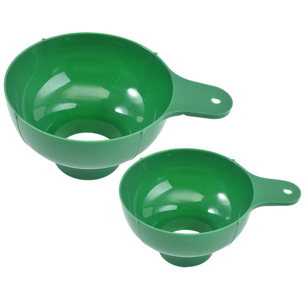 BEAMARKER 2Pcs 2 Sizes Wide Mouth Plastic Funnel Canning Funnels for Filling Mason Jars Cooking for Kitchen Filling Bottles Transferring Liquid Dry Ingredients Oil Coffee Beans Spice Blends (Green)