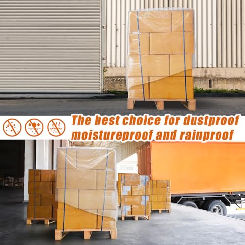 Pangda Plastic Pallet Cover Bags 60''l x 60''w 1.5 Mil (250 Bags/roll), Perforated Ldpe Pallet Top Sheeting, for Outdoors Temporary Dustproof Stacking Mat Warehouse Manufacture Truckload Shipments by Pangda - Used condition - Image 6