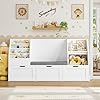 FOTOSOK 55.1’’ Kids Bookshelf with Reading Nook, Toy Storage Organizer with Seat Cushion and 3 Movable Drawers, Kids Reading Nook Toy Organizers and Storage with Bench for Playroom, Bedroom, White #5