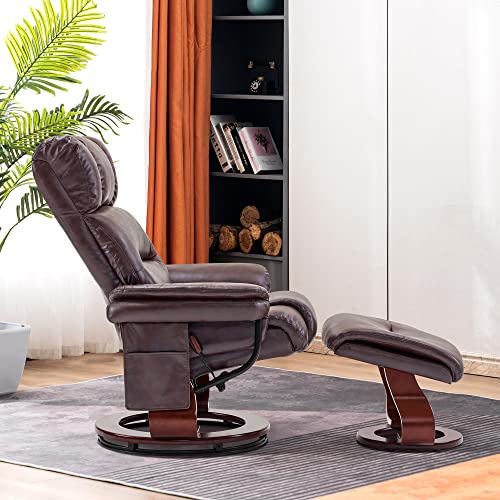 Sillón reclinable con masaje y ottoman marrón oscuro miniatura 4