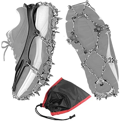 ANTOBLE Ice Snow Grips Crampons Traction Cleats Crampons with 19 Stainless Steel Spikes for Snow Boots Hiking Shoes Women Men for Walking, Fishing, Jogging, Climbing, Hiking on Snow and Ice, Black, L Cover