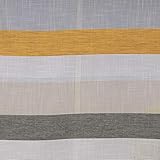 Breite: 1,5m SCHÖNER LEBEN. Gardinenstoff Dekostoff Leinenoptik Querstreifen halbtransparent weiß grau honiggelb 1,5m Breite