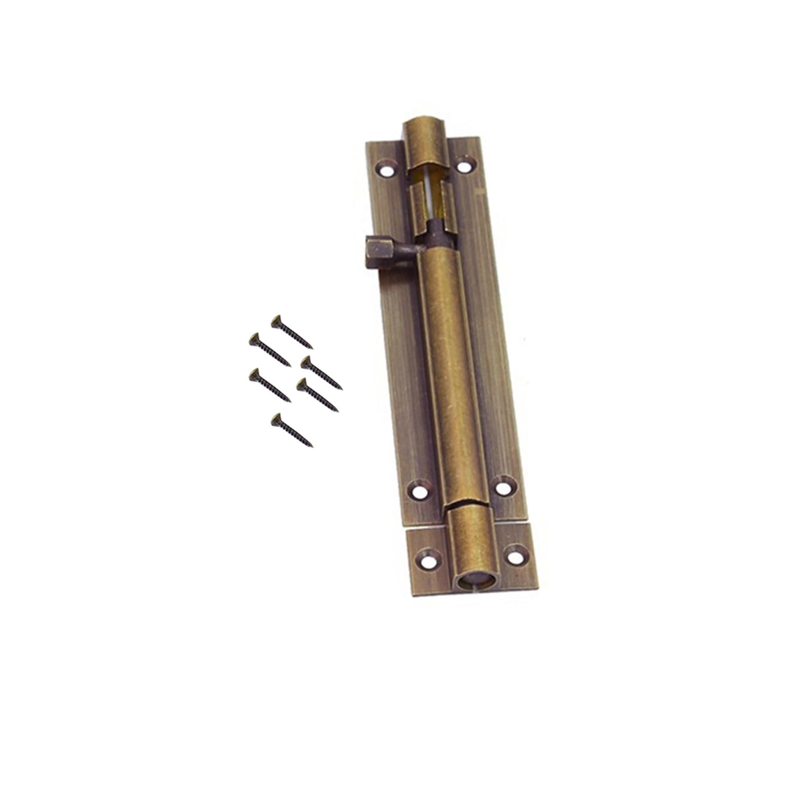 Leliafleury Door Bolt Lock 4 Inch Brass Door Latch Barrel Sliding Bolt Solid Security Lock Latch for Bathroom Bedroom Shed (Bronze)