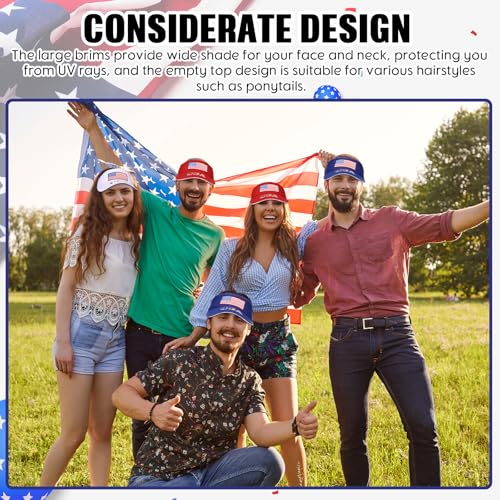 Image of Shyyween USA Hats Patriotic 4th of July Visors Buckets Hats Baseball Caps American Flag Embroidered Caps 250th for Men Women