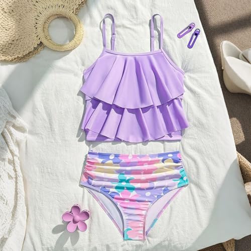 Bikini volants filles avec imprimé floral confortable idéal pour piscine et mer - 3