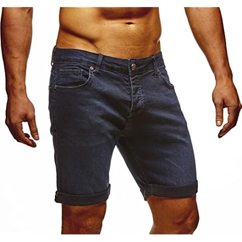 Leif Nelson Herren Shorts Jeans Stretch Kurze Hose Cover