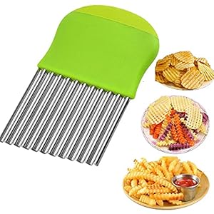 BESSIKON® 1 x French Wave Knife Potato Cutter Vegetable Slicer Stainless Steel Potato Chips Wave Cutter Fruit Vegetable Salad Fries Wave Knife