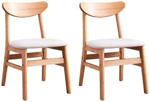 Shiito | Modelo Vancouver | JC - Pack de 2 sillas de Madera Natural | Elegancia y Simplicidad para tu hogar | Tapizada en Tela de Color Blanco