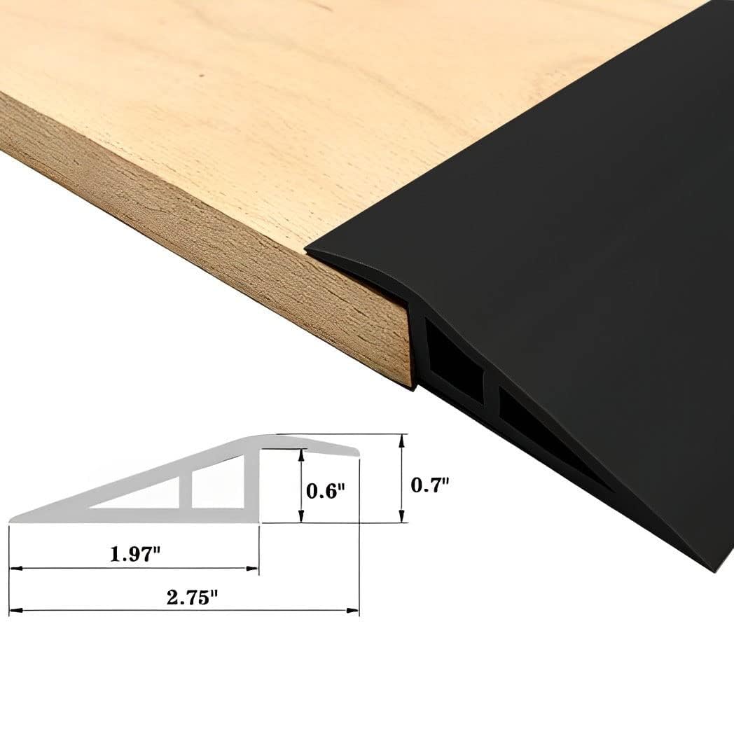 Vinyl-Door-Transition-Threshold-Strip, 36 in Floor/Carpet-to-Tile-Transition-Strip Reducer, Doorway Edge Trim for Laminate Floor Mat Vinyl Tile (Black, 36 in)