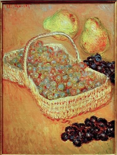 Pintura decorativa Claude Monet Cesto Di Uva Arte de Pared para Salón 60x90cm
