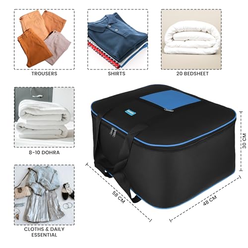 Image of M MEDLER STG-6K Nylon 85 Liters Large Underbed Storage Bag Moisture Proof Cloth Organiser with Zippered Closure and Handle Black 58x48x30cm Rectangular Pack of 6