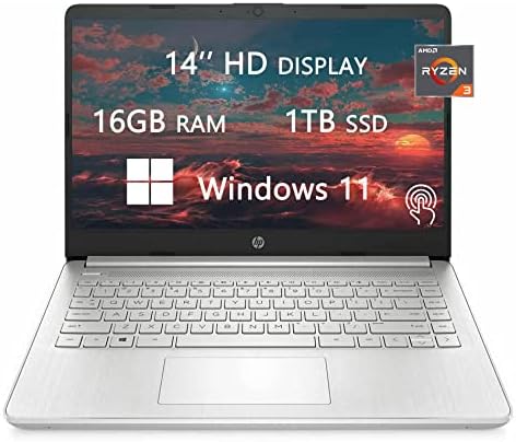 2022 Newest HP Touch-Screen Laptops for College Student & Business, 14 inch HD Computer, AMD Ryzen 3 3250U, 16GB RAM, 1TB SSD, Fast Charge, HDMI, Webcam, Wi-Fi, Bluetooth, Windows 11, LIONEYE MP