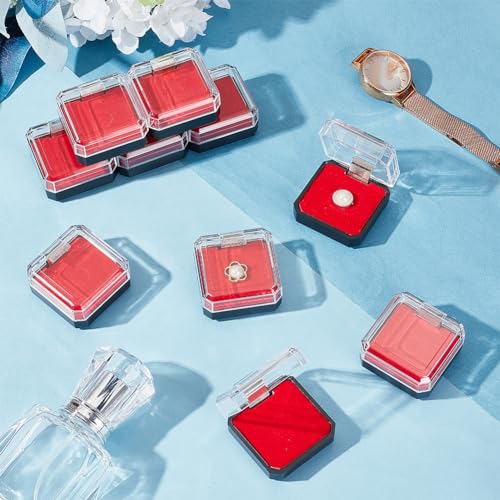 Image of OLYCRAFT 10Pcs Clear Plastic Gift Box For Pin 1.4x1.4x0.3 Inch Black Red Presentation Boxes for Badge Clear Lapel Pin Presentation Display Case for Lapel Pin Gemstone Storage Display