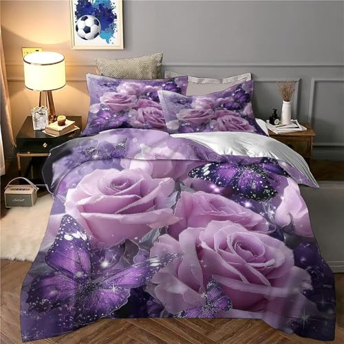 Housse de Couette Rose Violette Hypoallergénique en Microfibre - 6