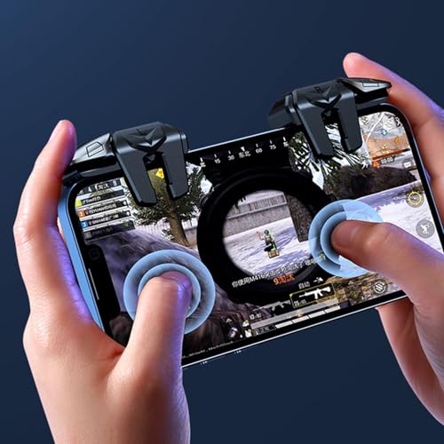 Gatillo de controlador de juego, herramienta móvil G21 de seis dedos con botón inteligente | Dispositivo de control de teléfono Plug and Play | Agarre de asistencia de deportes electrónicos para - imagen 3