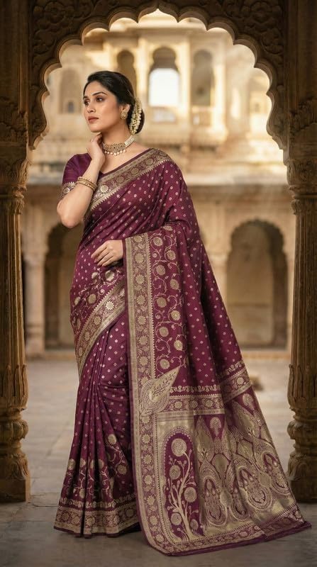 Image of Yashika Women's Art Silk Saree with Blouse Piece for Traditional Ethnic Wear Sari