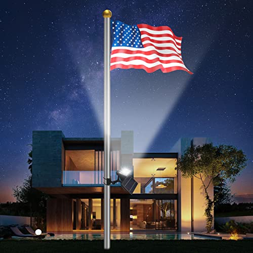 Flag Pole Light Solar Powered 12 Ultra Bright LED 6000K White Adjustable Metal Clamp Fits 2-6" Diameter Flagpoles Outdoor Dusk to Dawn 100% Coverage Lights Black by RAYSLIT - Used condition - Image 4