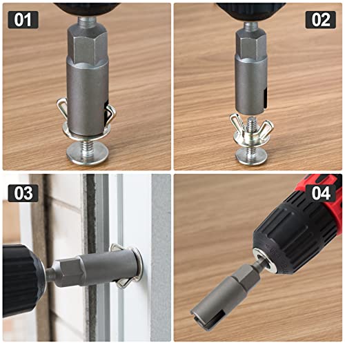 Pagow 5Pcs 1/4" Hex Shank Upgraded Large Slotted Hurricane Wingnut Driver - Wing Nut Drill Bit Socket Tool For Panel Wing Nuts, Screws Eye C Hook & Q-Hanger, Steel #TOP7