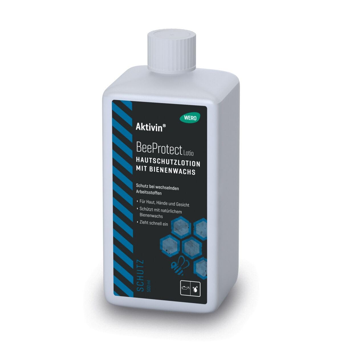 Aktivin® BeeProtect Lotio Hautschutzlotion, 500 ml | Zieht schnell in die Haut ein, Erleichtert die Handreinigung, Fettet nicht, Beeinträchtigt nicht das Tastgefühl