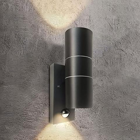 EXTRASTAR Black Outdoor Wall Lights with PIR Sensor Cover
