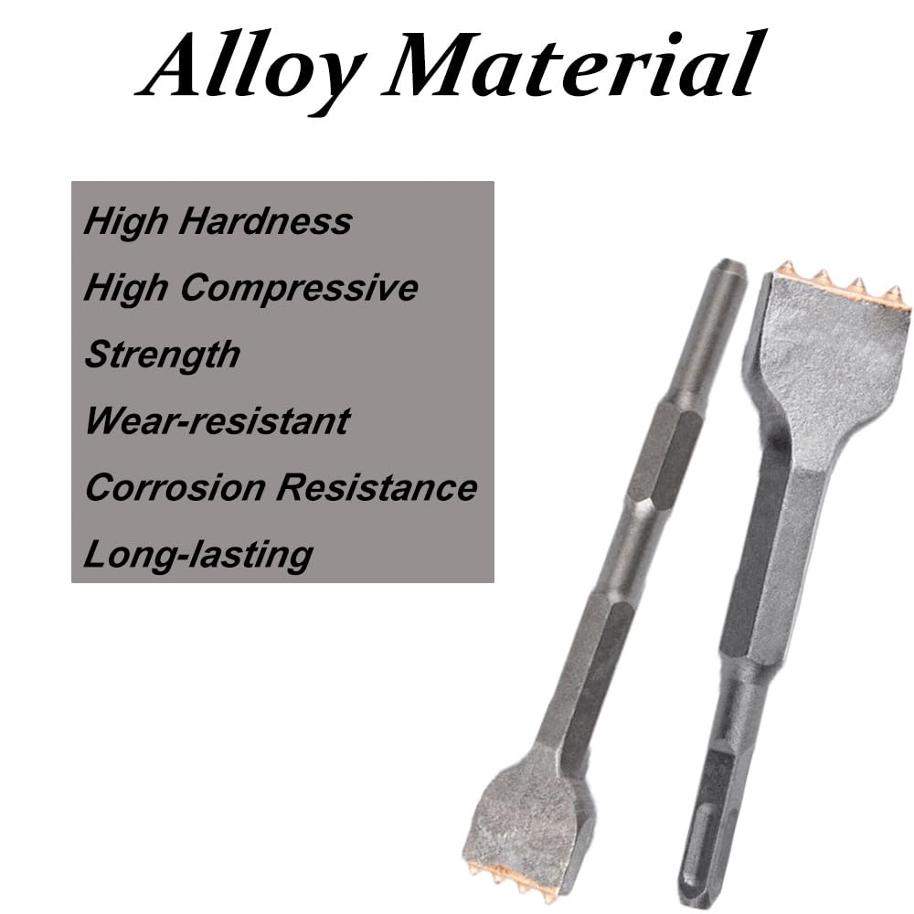 2pcs Tuckpointing Mortar Raking Bit, Hexagonal & Square Shank Brick Removing Bit 4 Tips Spade Scraping Chisel for Concrete Tile Masonry - Image 3