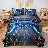 NTBED Game Console Comforter Set for Boys Girls Kids 3D Gaming Geometric Lightweight Microfiber Bedding Sets (Multi, Twin)