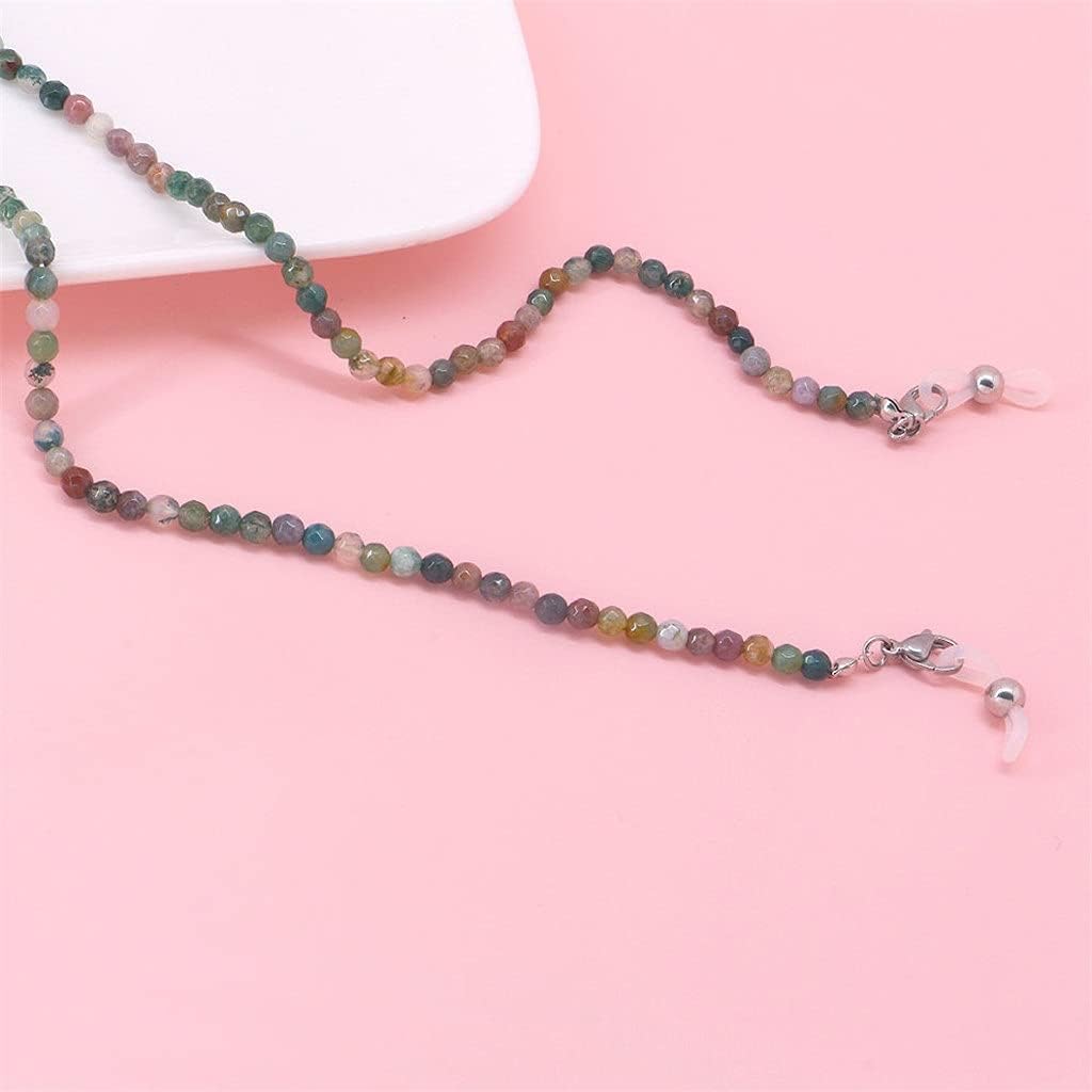 Vintage Natural Stone Glasses Chains Women Men Necklace Strap Non-slip Agate Beaded Eyeglass Holder Neck Eyewear Rope(D)