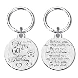 Laluminter 60th Birthday Gifts for Women Men Ideas, Happy 60 Year Old Birthday Keychain Presents