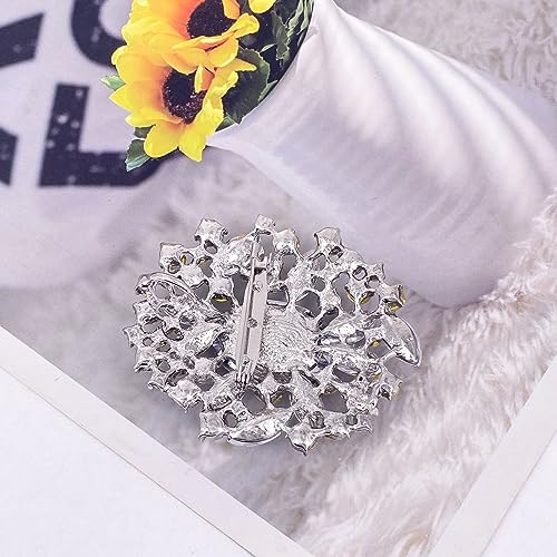 Image of LAXPICOL Vintage Austrian Crystal Elegant Flower Brooch for Women Broach Pin Wedding Jewelry Antique-Gold Tone