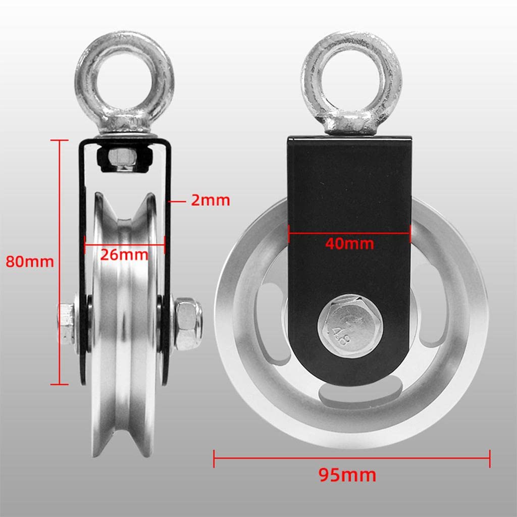 Fitness Cable Build de Polea Giratoria Bloque de Elevación con Rueda Única Cuerda para Entrenamiento de Antebrazo Gancho Y Correa Fijadora Al
