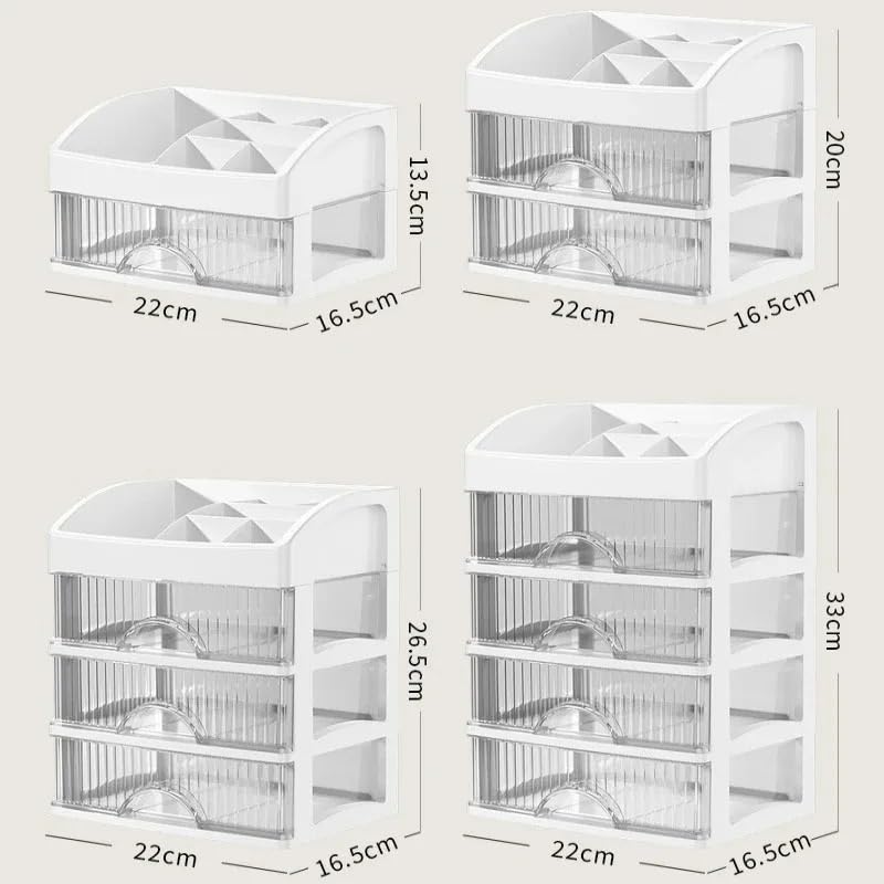 Schminktisch Organizer Große Kapazität Kunststoff Schublade Kosmetik Veranstalter Desktop Make-Up Organizer Lagerung Box(White four)
