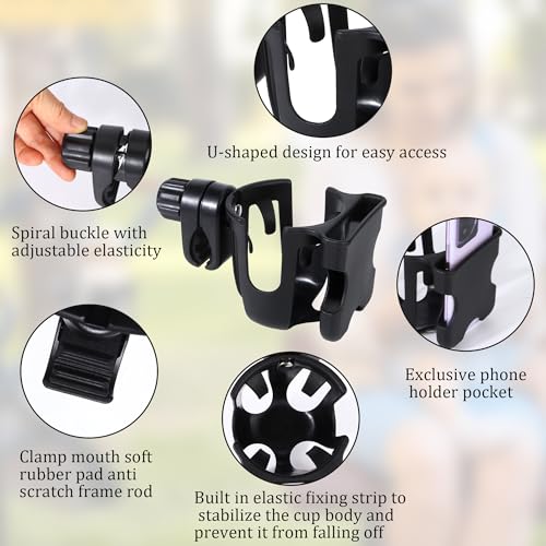 Getränkehalter für Kinderwagen Zubehör & Fahrrad – Universal Becherhalter für Buggy, Rollator & Einkaufswagen – Leichtes & Stabiles Baby Erstausstattung-Zubehör