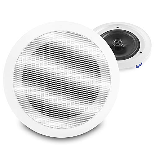 Power Dynamics CSSG6 6.5 Ceiling Mounted Speakers Pair with Aluminium Grilles - Moisture-Proof In Ceiling Speakers for Bathroom & Kitchen - 2-Way Home Audio Speaker System, 80W (White)