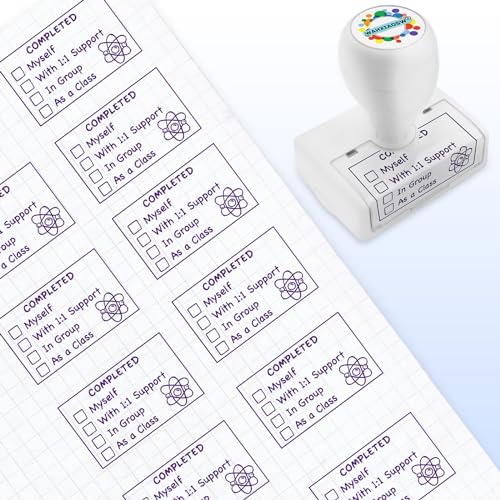 Image of Happy Teacher Checkbox Stamps - Easy Grading, Improved Efficiency - Purple