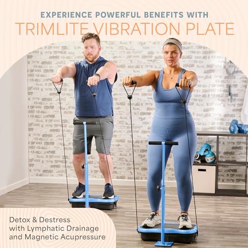 Lifepro TrimLite Vibration Plate Exercise Machine with Handlebars – Whole Body Vibration Platform for Lymphatic Drainage & Weight Loss – 99 Speed Levels, Bluetooth Speaker, Resistance Bands & Remote - Image 3
