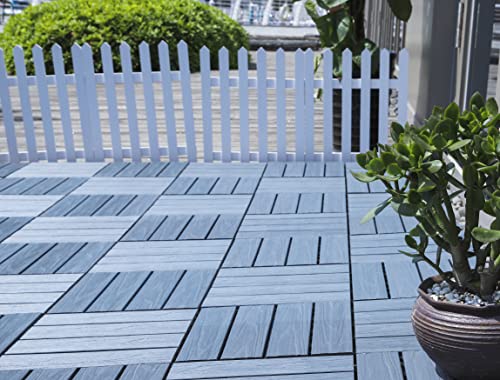 Buimpome Wood-Plastic Composite Patio Deck Tiles (3D Dark Grey,9 Pcs),Diy Interlocking Decking Tiles, Floor Tile,Water Resistant Indoor Outdoor, 12X12 Inch #TOP3