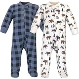 Hudson Baby Unisex Baby Premium Quilted Zipper Sleep and Play, Moose Bear, 6-9 Months US