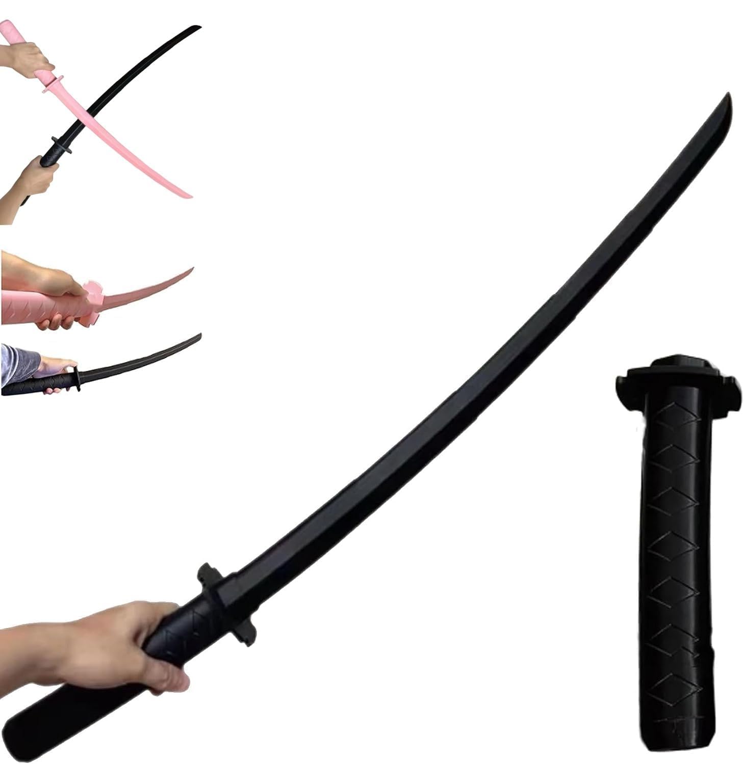 3D Printed Gravity Retractable Samurai Sword Model Toy - Fidget Katana Telescopic Plastic Toy for Adults (Black)